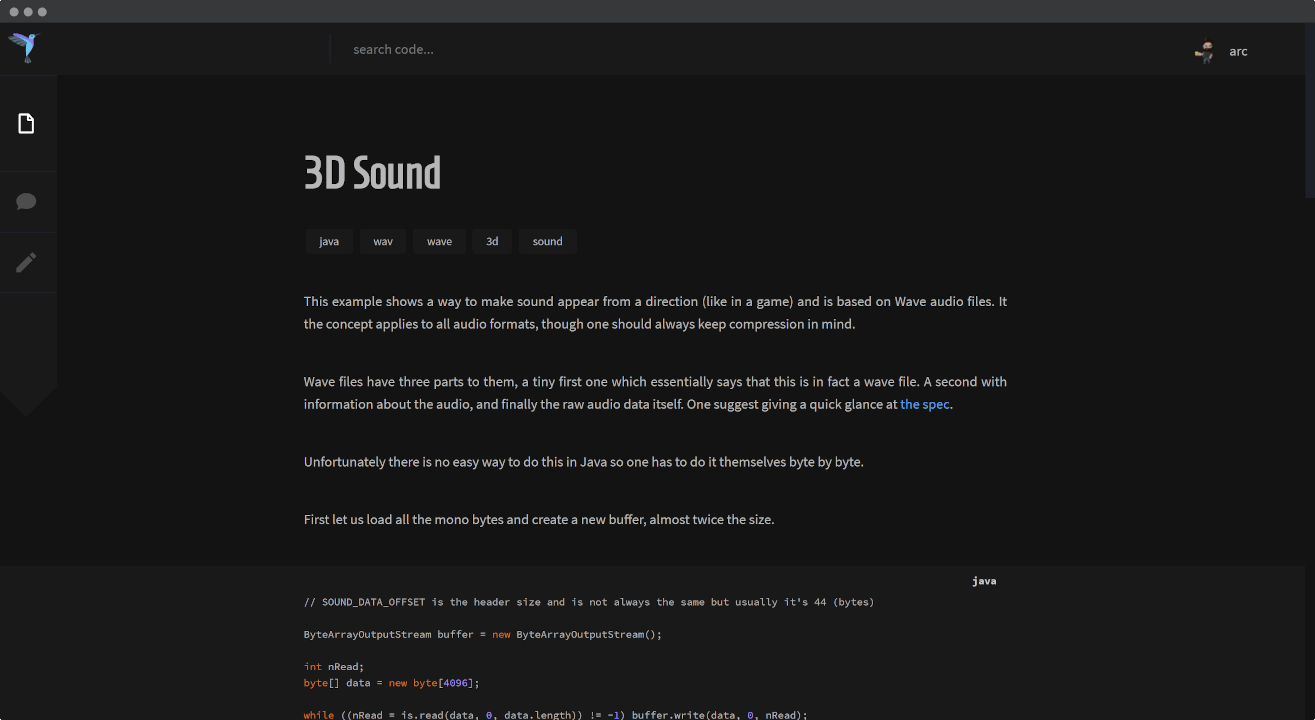 Screenshot of Code Wiki